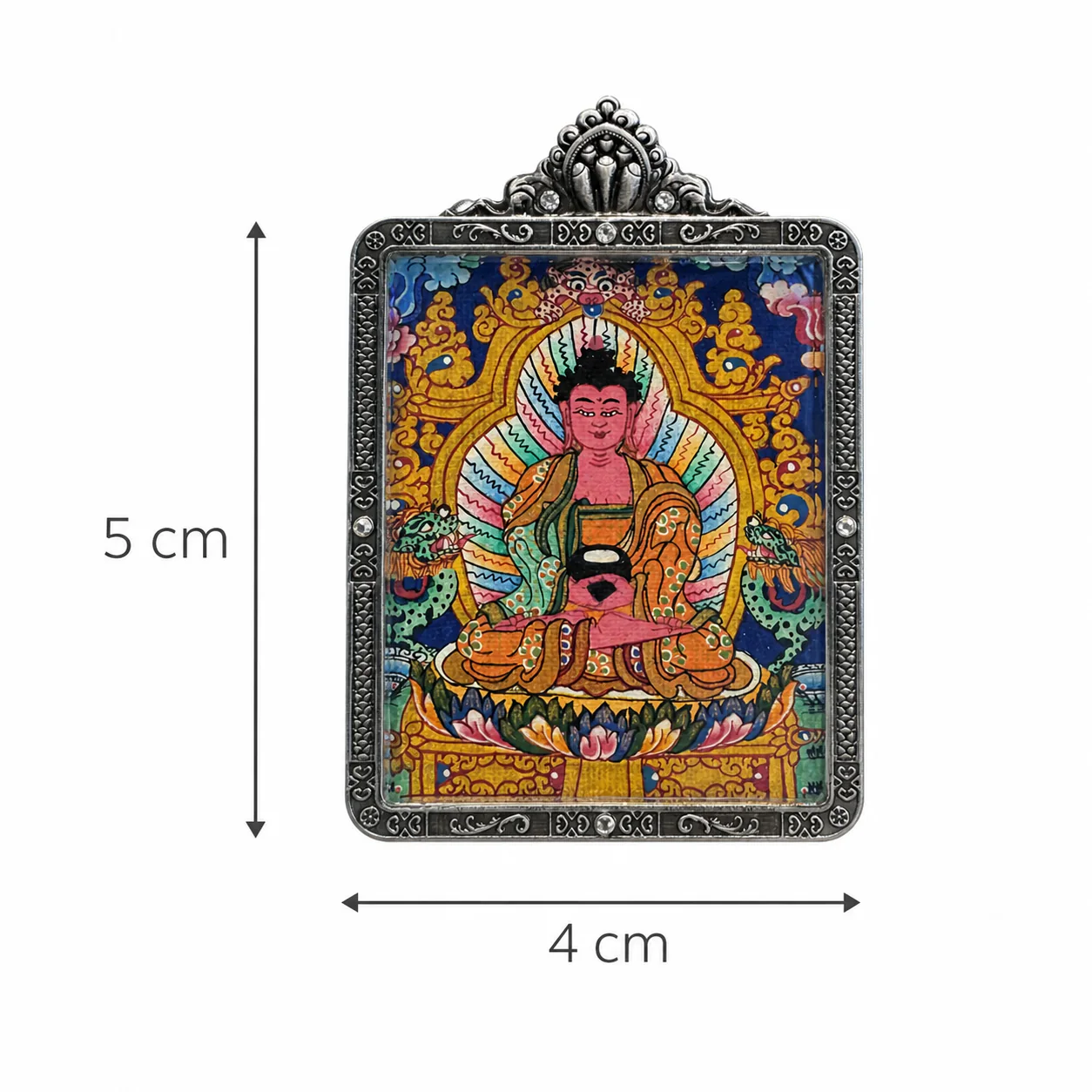 紅身佛像題材隨身唐卡吊墜|4 × 5 cm|編號04|尺寸參考