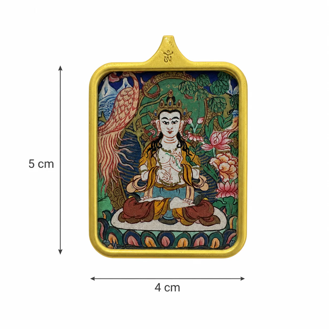 白衣菩薩題材隨身唐卡吊墜|4 × 5 cm|編號13|尺寸參考