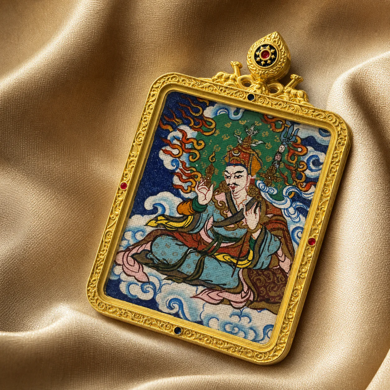 持劍菩薩題材隨身唐卡吊墜|4 × 5 cm|編號19|畫面細節